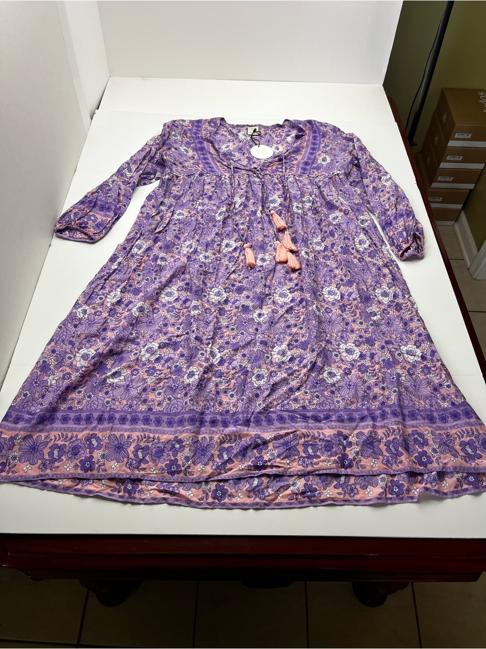 Mahli the Label Endless Journey Boho Dress Lavender Purple Womens Large - XL NEW